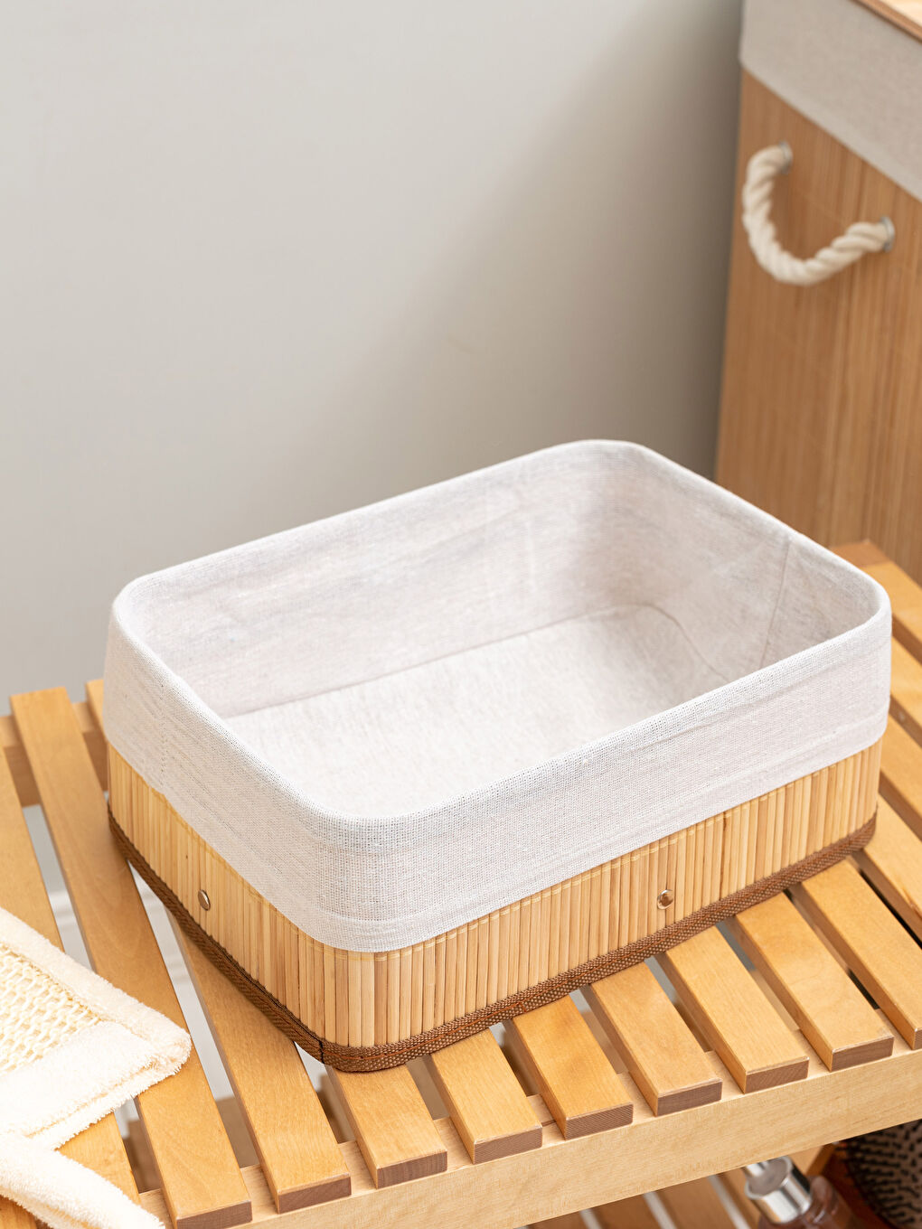 Kahverengi Bambu Organizer Sepet 30x22x12 cm-1
