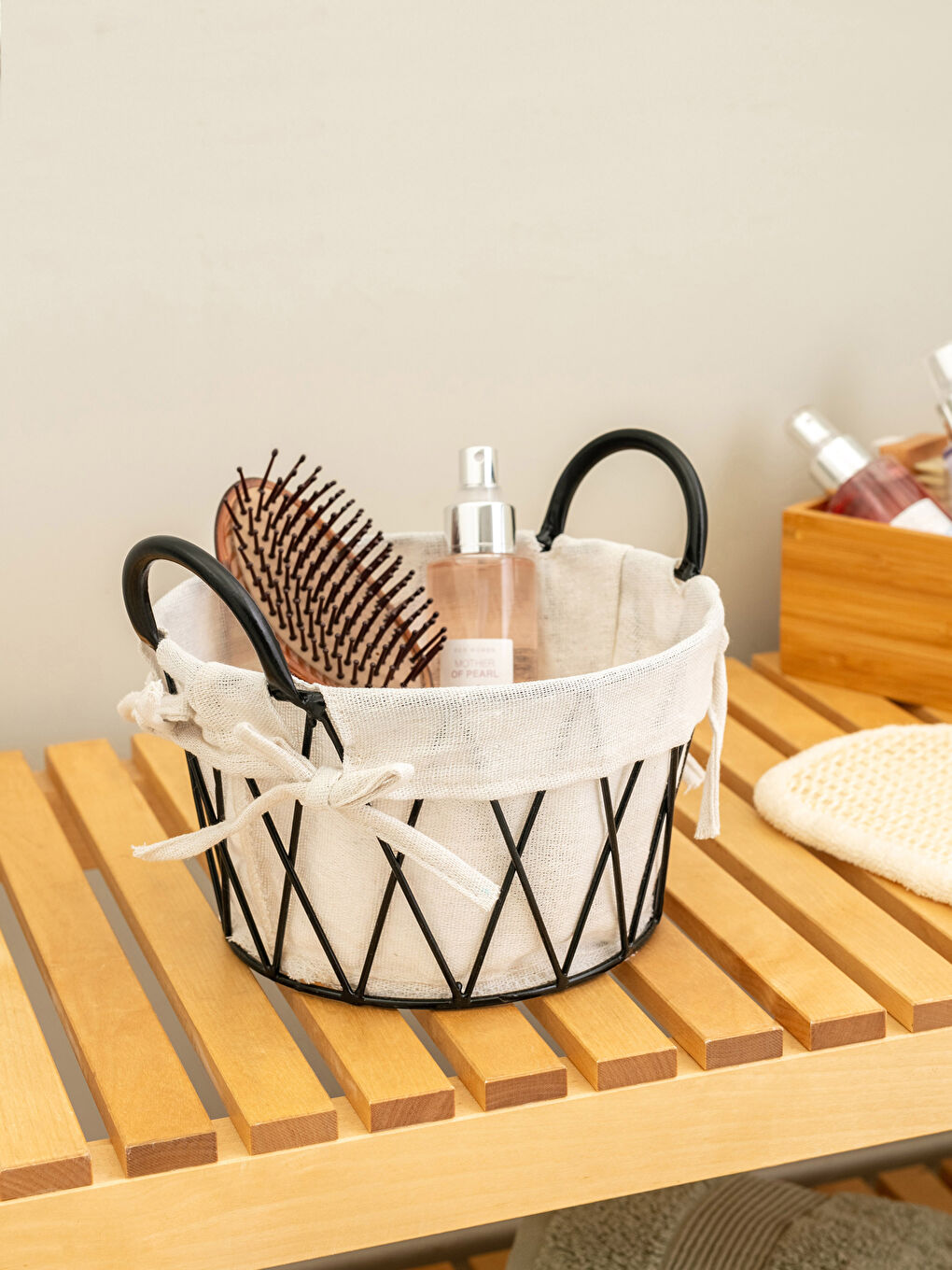 Metal Fabric Organizer Basket 20x16x12 Cm