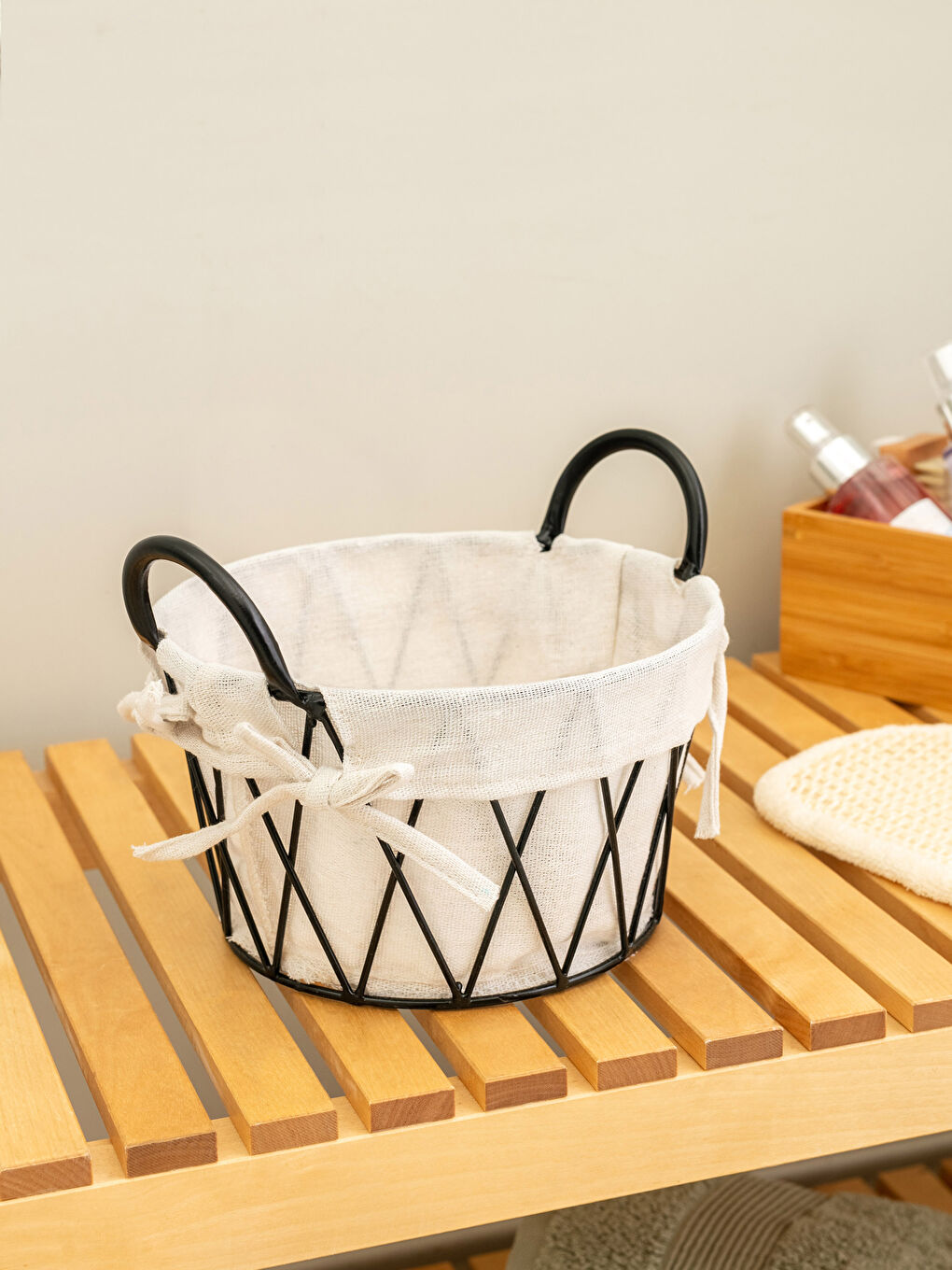 Metal Fabric Organizer Basket 20x16x12 Cm-1