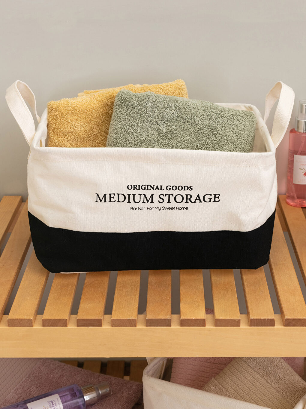 Siyah Baskılı Organizer Sepet 28x20x16 cm