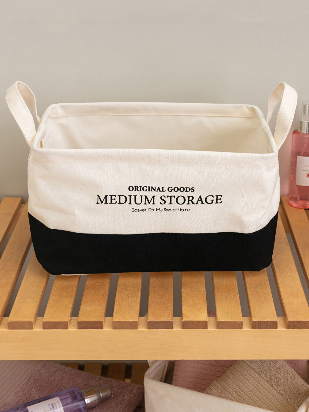 Siyah Baskılı Organizer Sepet 28x20x16 cm-1