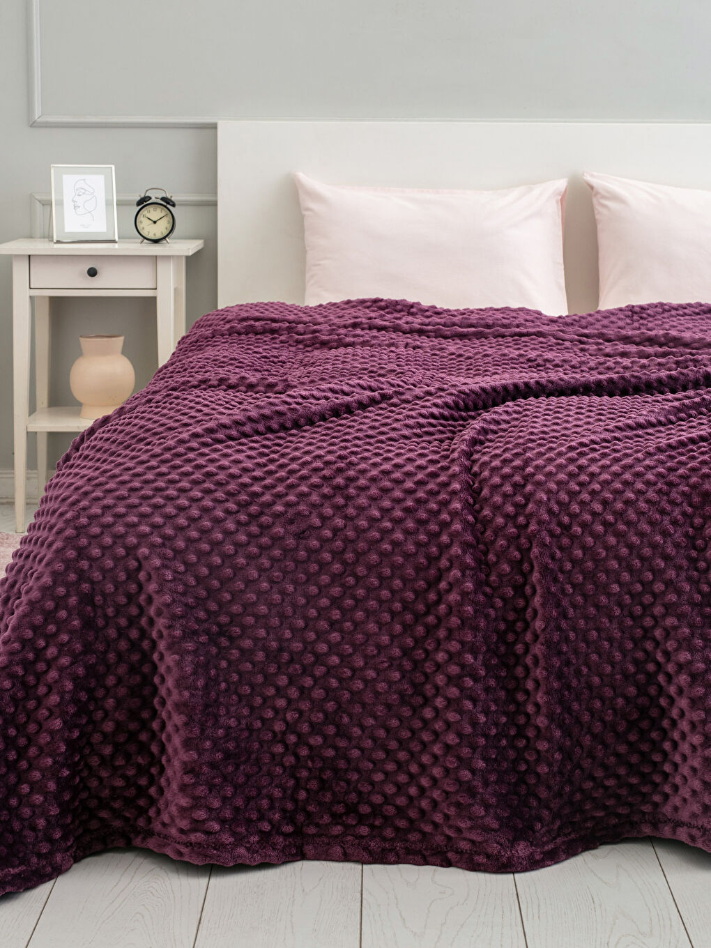 بطانية مزدوجة بنقشة برعم ناعمة الملمس 200x220 سم