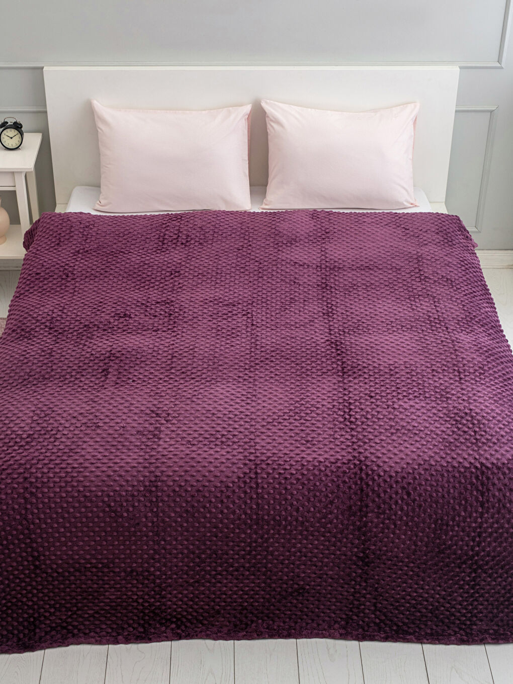 بطانية مزدوجة بنقشة برعم ناعمة الملمس 200x220 سم-1