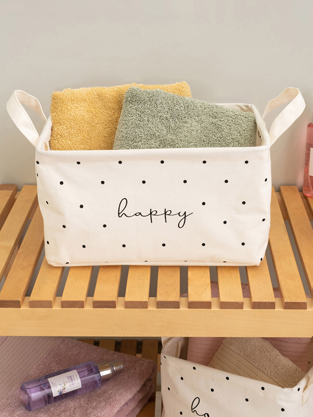 Siyah Yazı Baskılı Organizer Sepet 28x20x16 cm