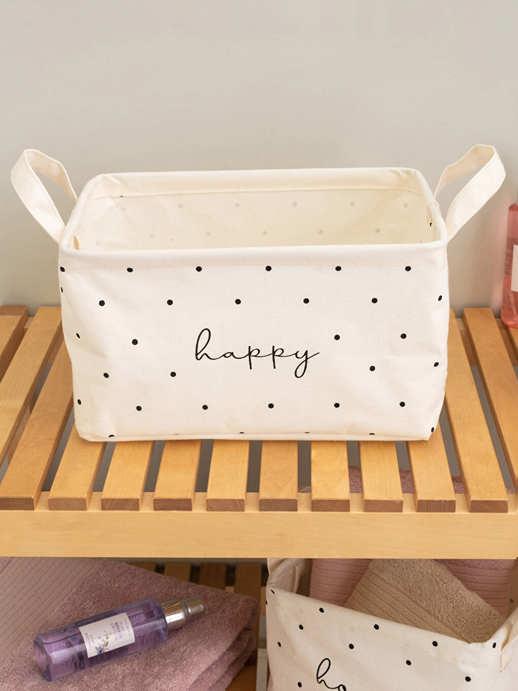 Siyah Yazı Baskılı Organizer Sepet 28x20x16 cm-1