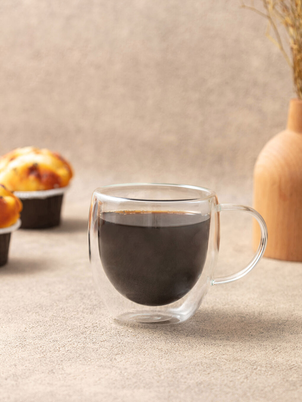 Çift Cidarlı Cam Kupa Bardak 250 ml