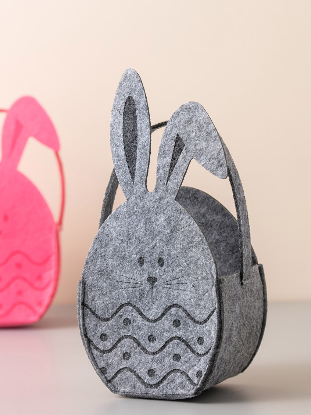 LCW HOME Patterned Felt Rabbit Basket 13x10x18 Cm -S2DC05Z8-LRW