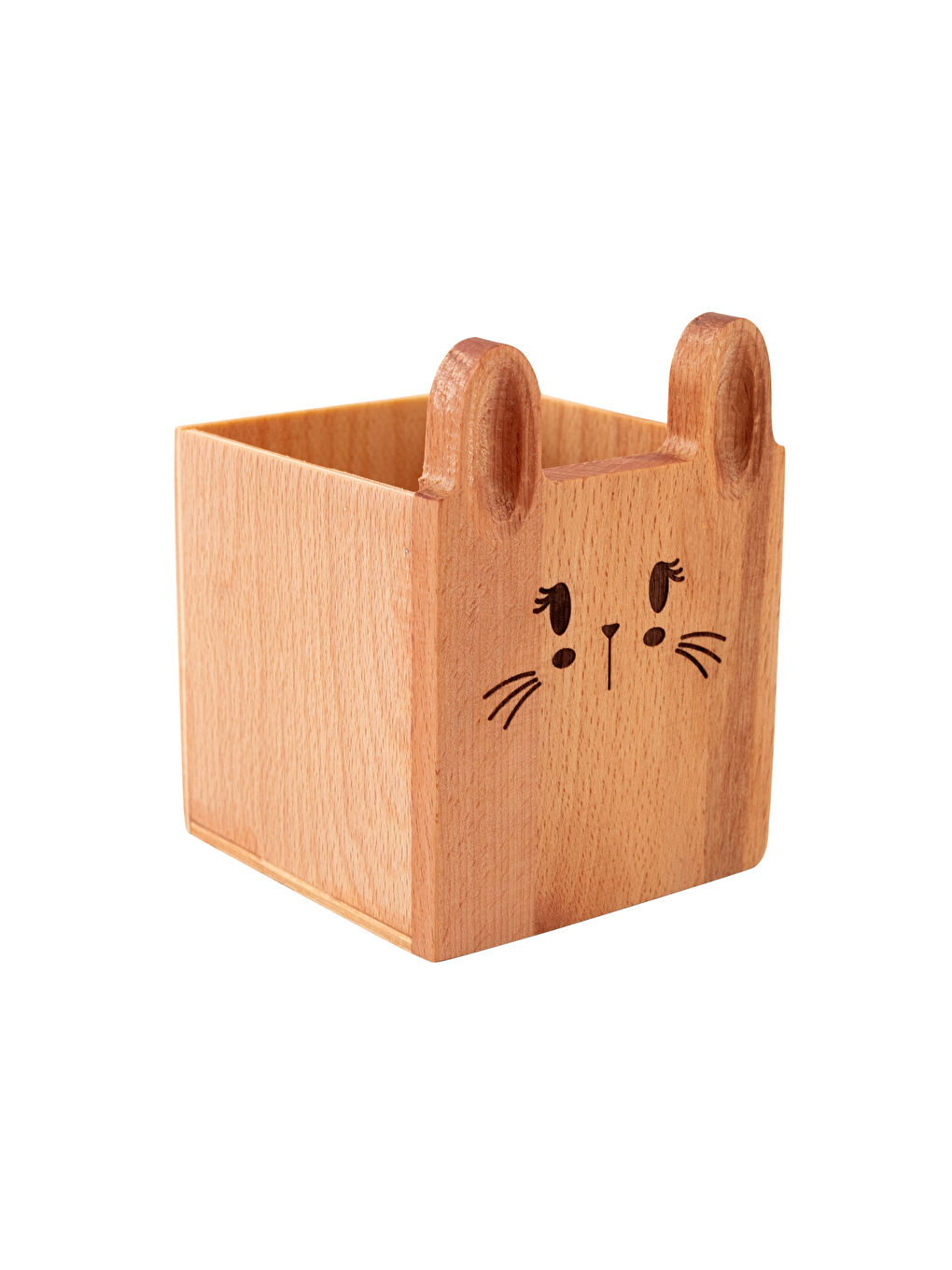 Ahşap Desenli Kalem Kutusu 10x10x12 cm-3