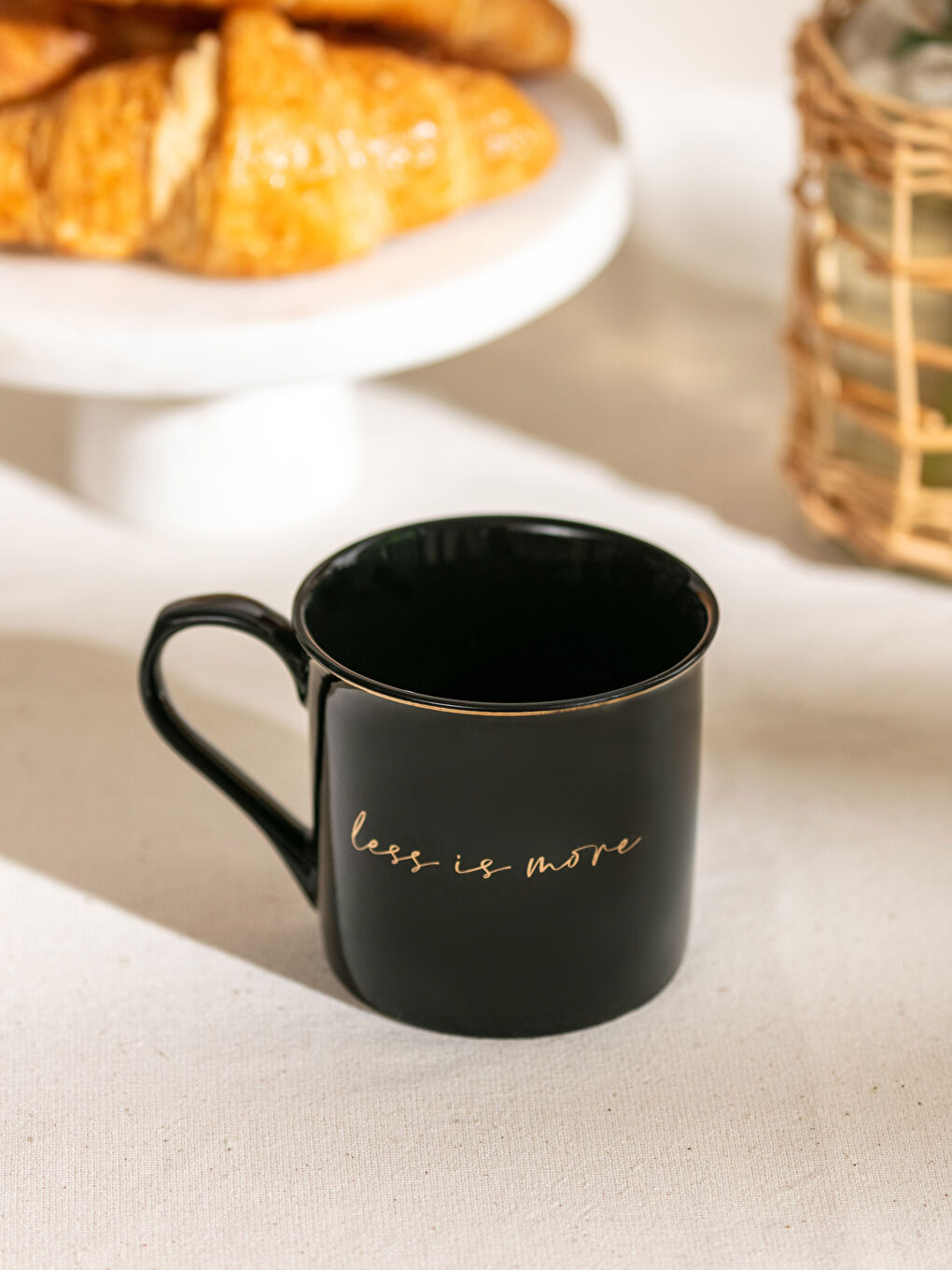 Siyah Yazı Baskılı Porselen Kupa Bardak-1