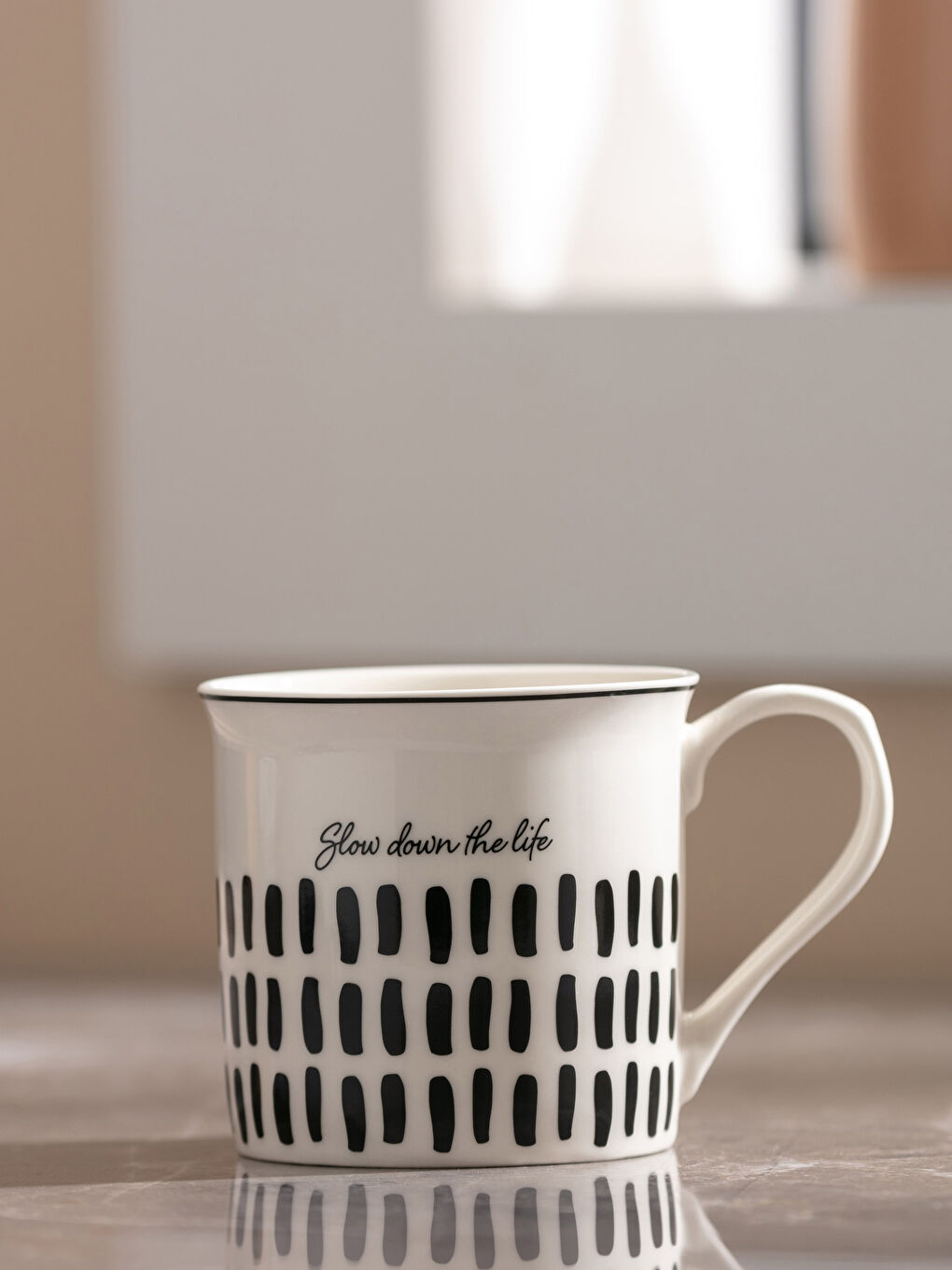 Siyah Yazı Baskılı Porselen Kupa Bardak-2