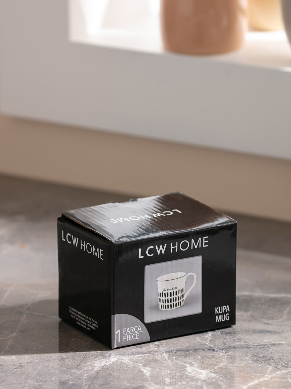 Siyah Yazı Baskılı Porselen Kupa Bardak-3