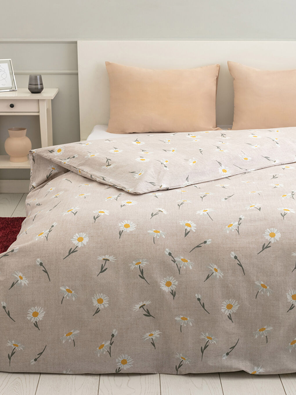 غطاء لحاف بنقشة زهور الأقحوان من القطن المزدوج 200x220 سم