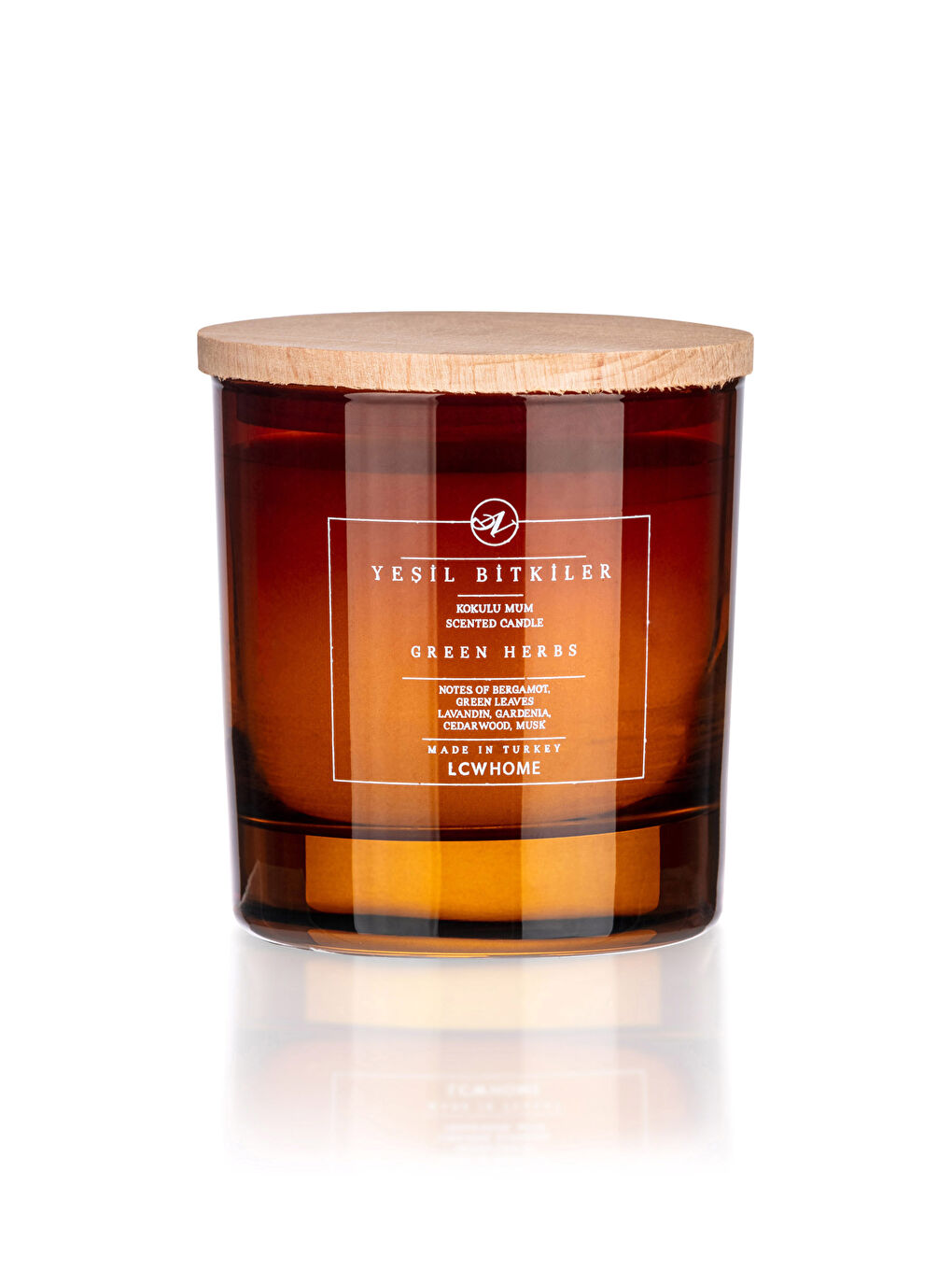 Kahverengi Yazı Baskılı Yeşil Bitki Kokulu Dekoratif Mum 190 g-4