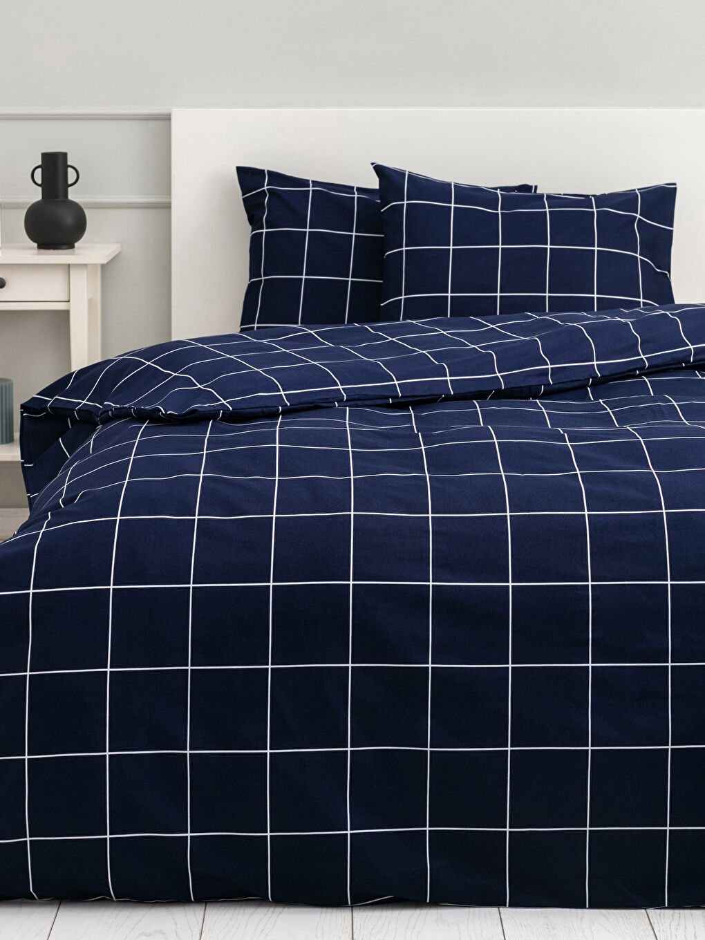 Double Cotton Checkered Duvet Cover and Pillowcase