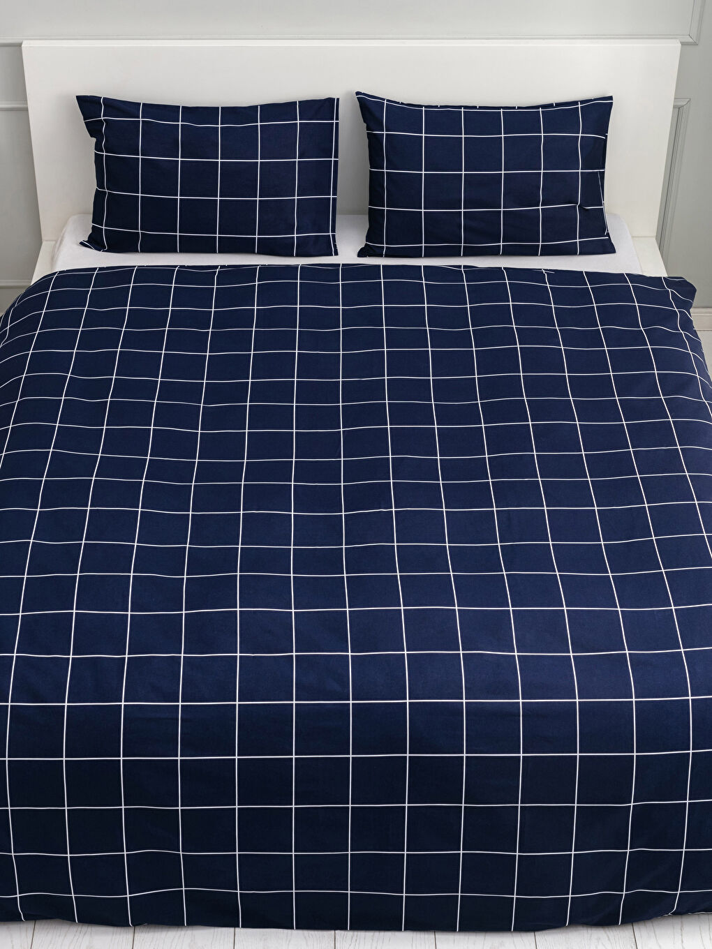 Double Cotton Checkered Duvet Cover and Pillowcase-2