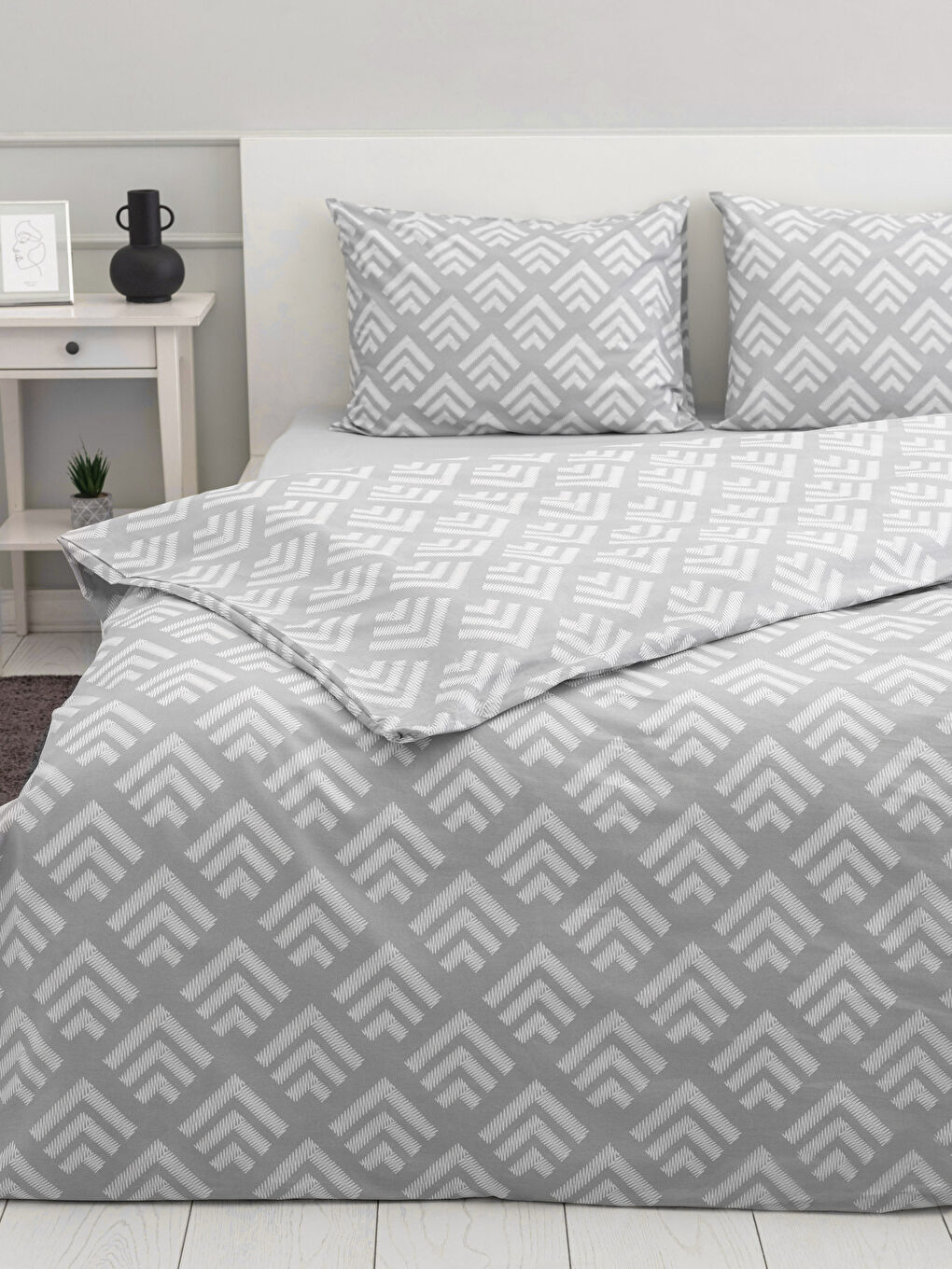 Double Oversized Cotton Patterned Duvet Cover Set