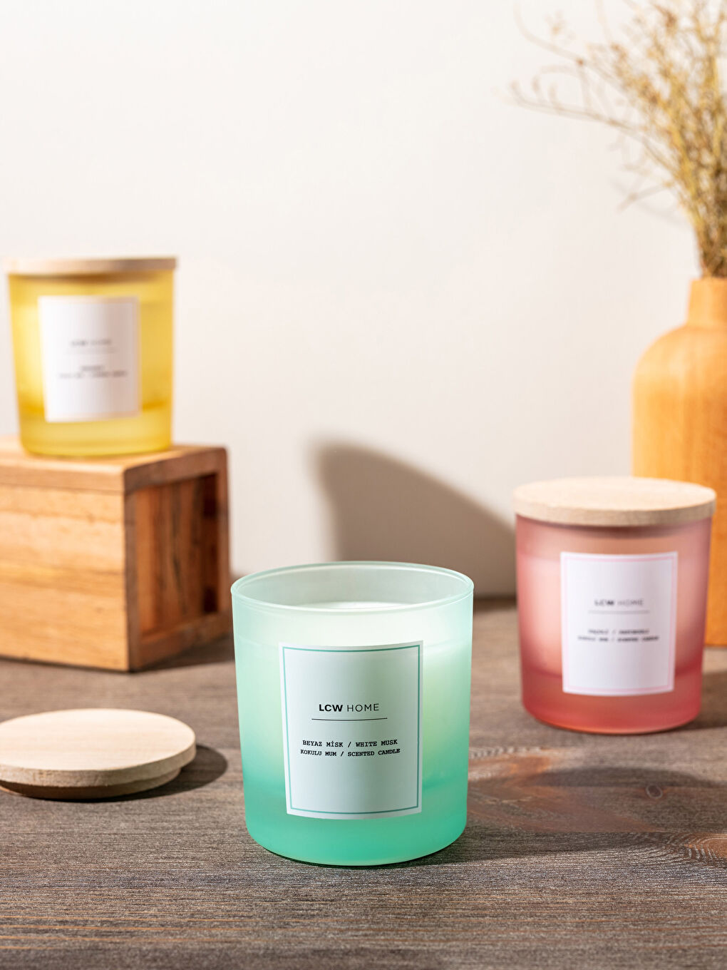 Yeşil Beyaz Misk Kokulu Bardak Mum 190 g