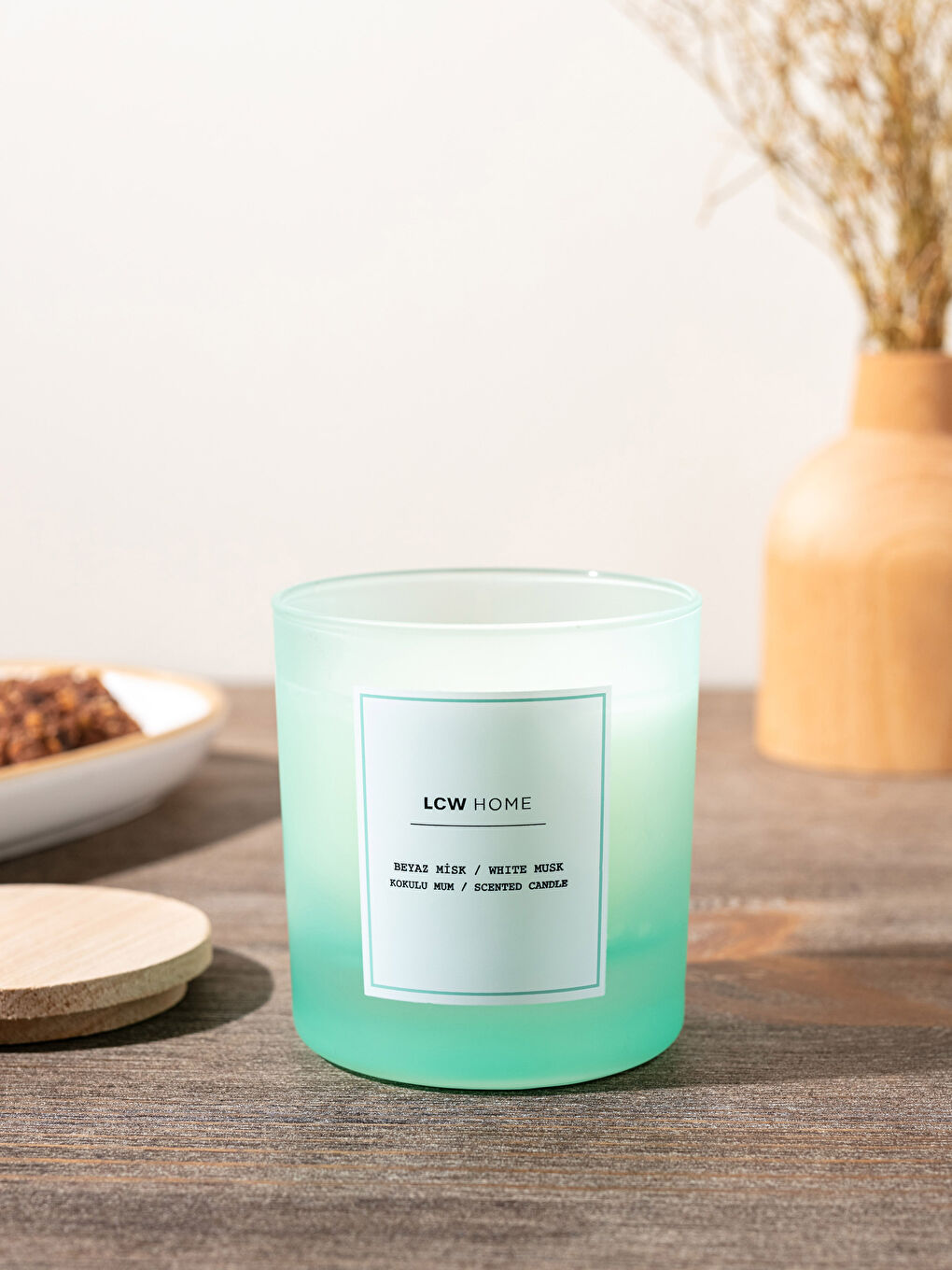 Yeşil Beyaz Misk Kokulu Bardak Mum 190 g-2