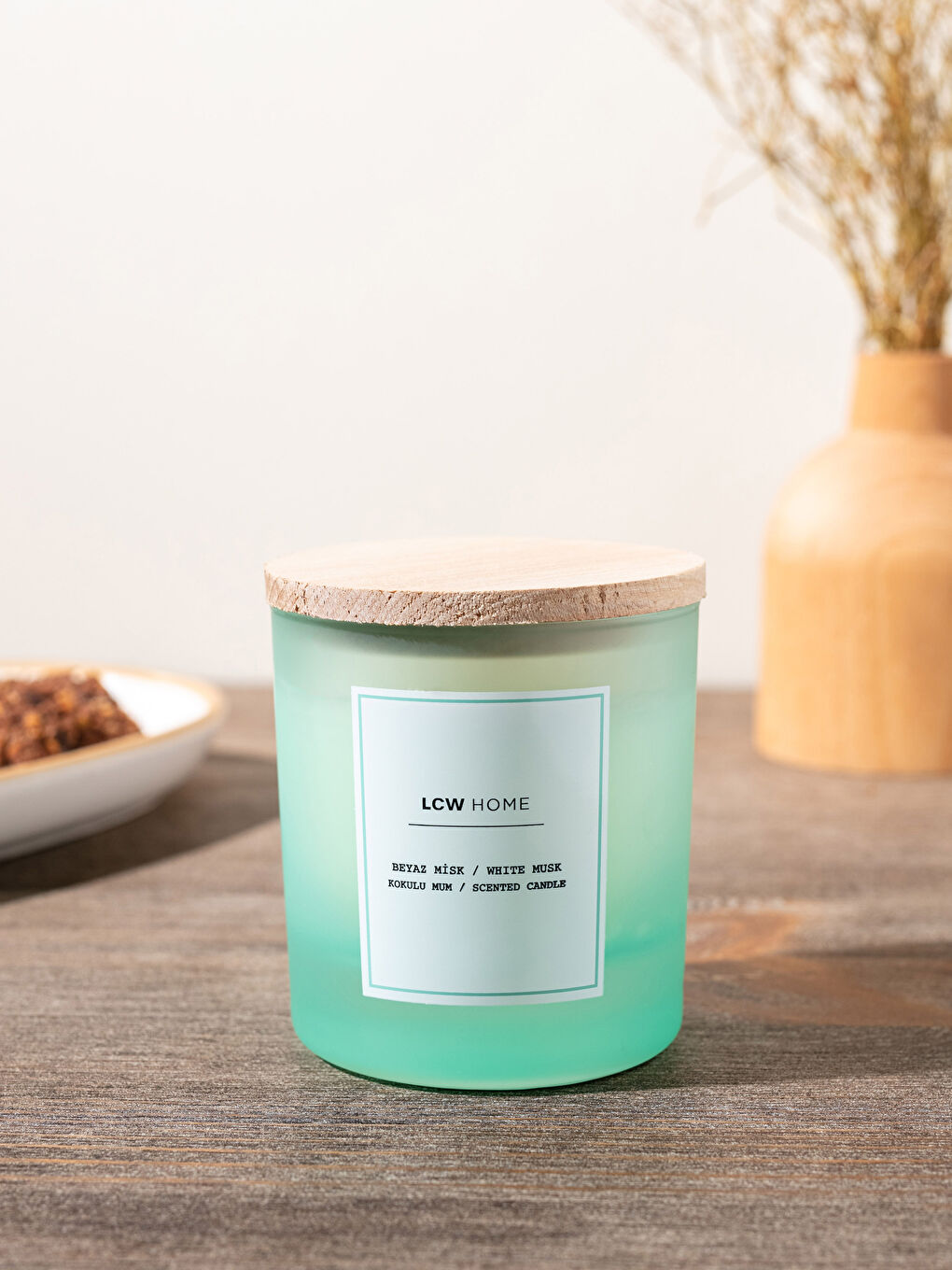 Yeşil Beyaz Misk Kokulu Bardak Mum 190 g-3