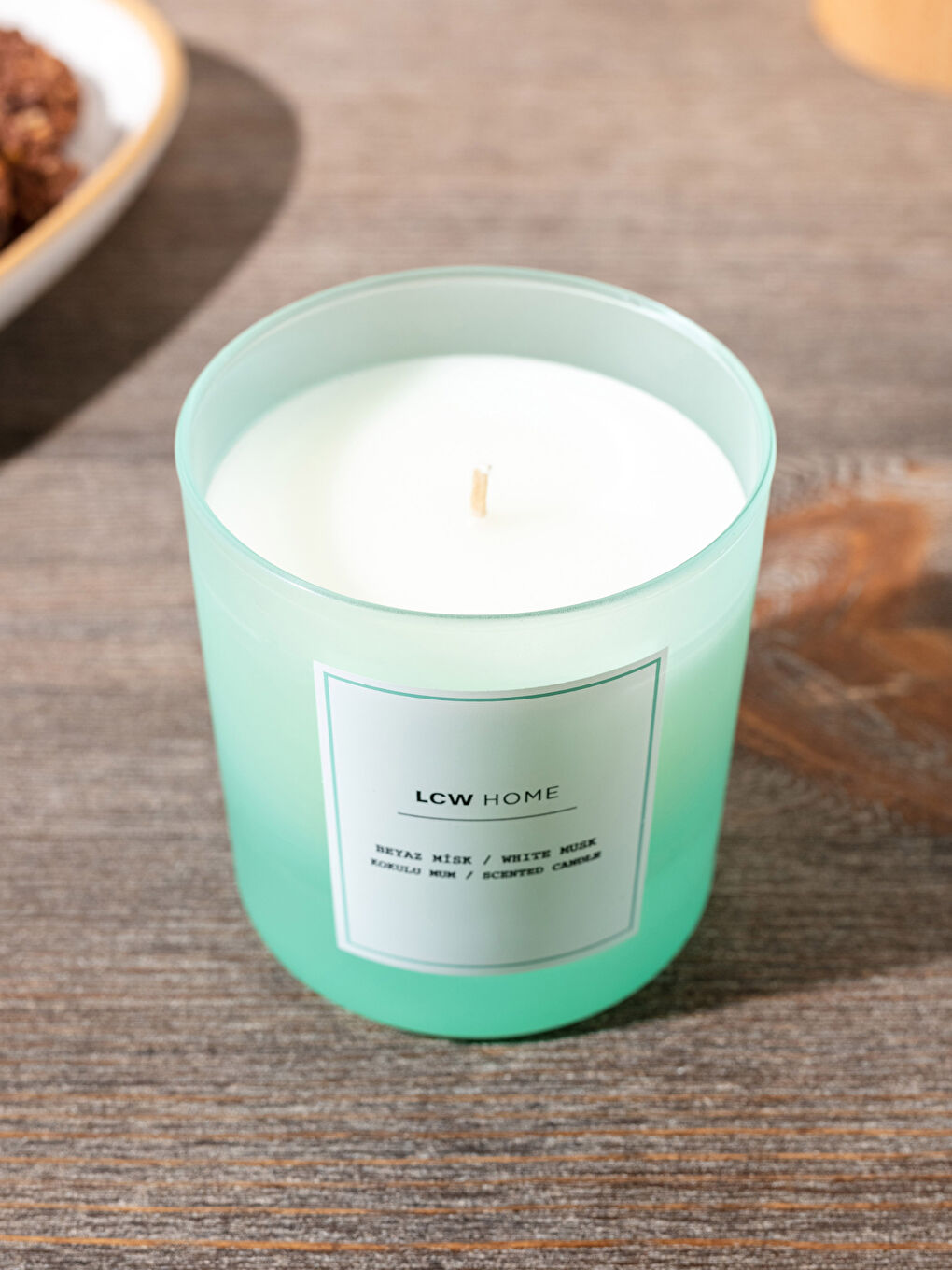 Yeşil Beyaz Misk Kokulu Bardak Mum 190 g-4