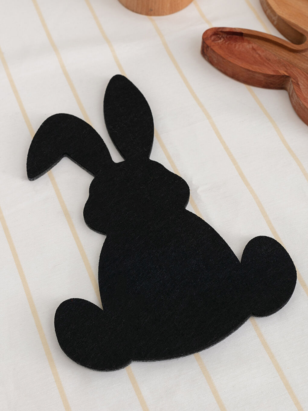 Porte-Couverts Décoratif Lapin en Feutre 29x20 Cm-2