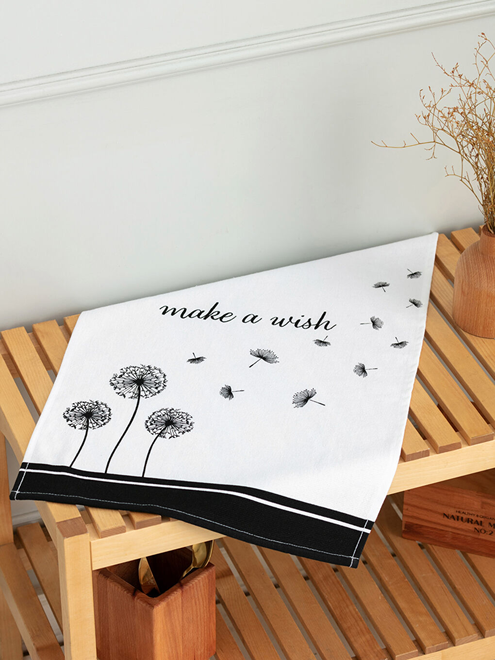 Siyah Pamuklu Baskılı Kurulama Bezi 40x60 cm