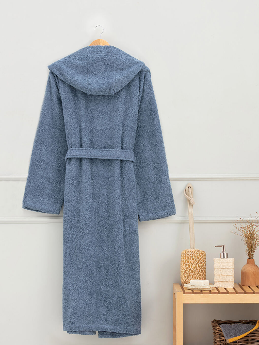 Ravan dug muški bade mantil sa kapuljačom-1