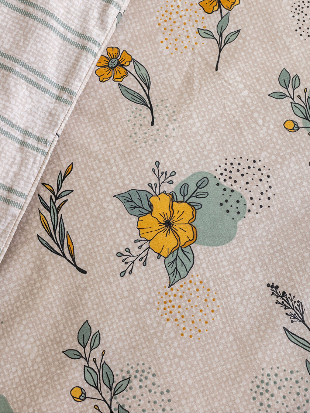 طقم غطاء لحاف مزدوج بنقشة زهور قطنية مزدوجة الوجهين وغطاء وسادة-5