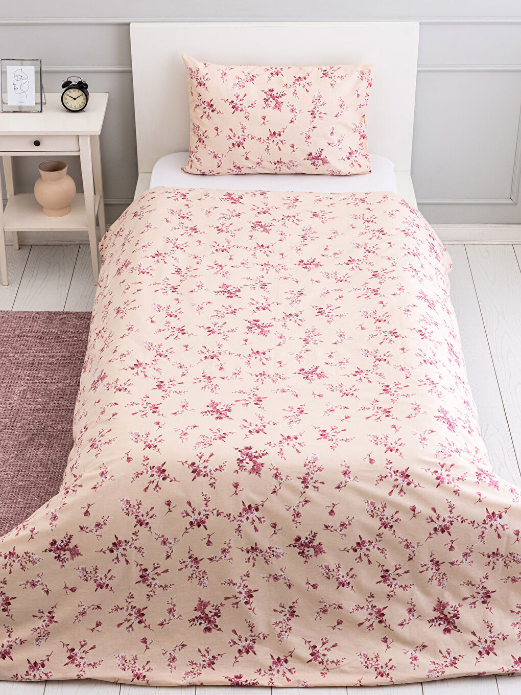 LCW HOME Floral Pattern Cotton Single Duvet Cover Set -S2EI03Z8-F9C