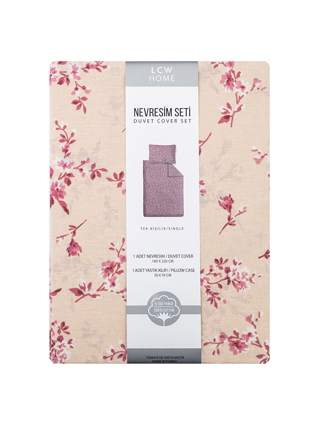 LCW HOME Floral Pattern Cotton Single Duvet Cover Set -S2EI03Z8-F9C