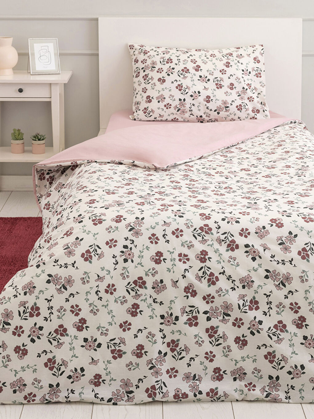 LCW HOME Single Double Sided Cotton Floral Pattern Duvet Cover Set -S2EI10Z8-F9C