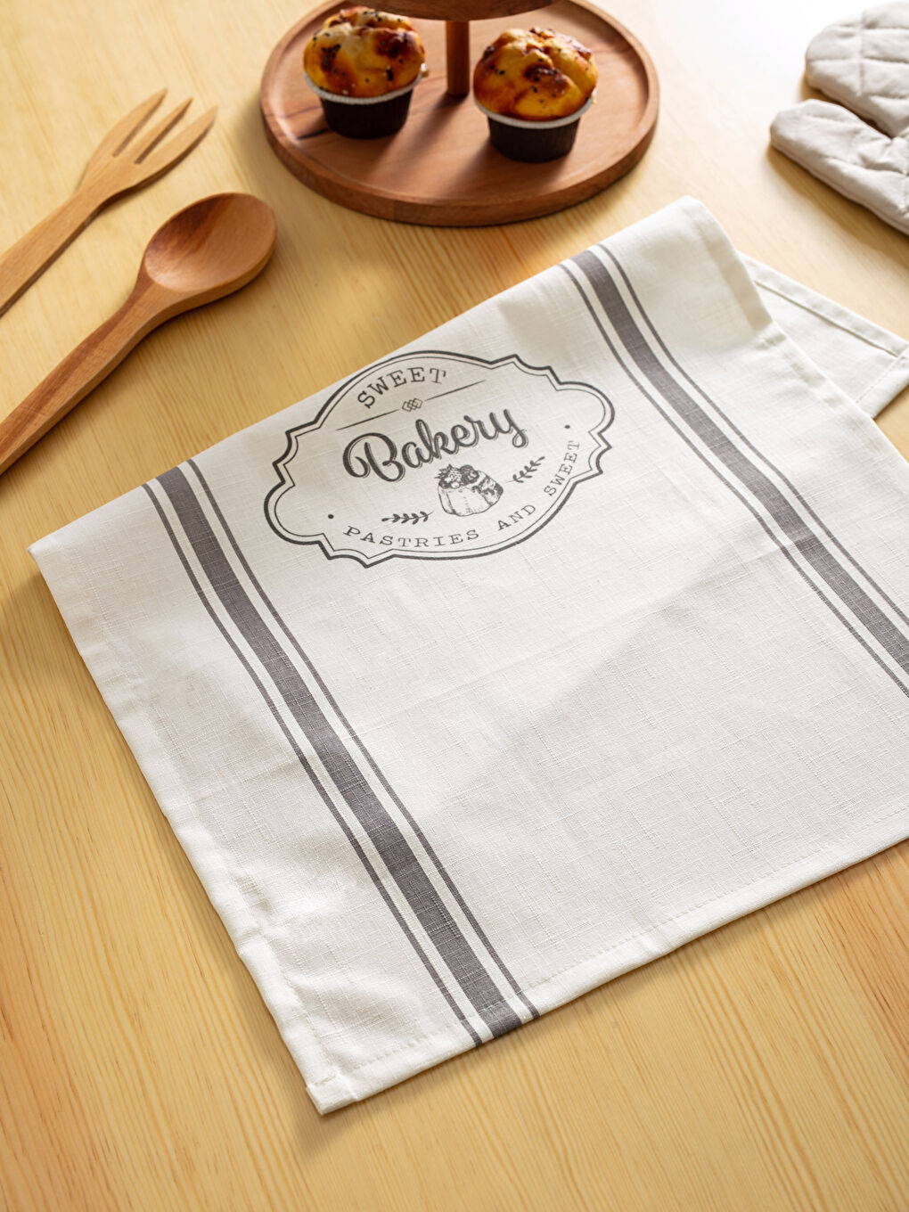 LCW HOME Linen Look Printed Drying Towel 40x60 Cm -S2ET58Z8-CTF