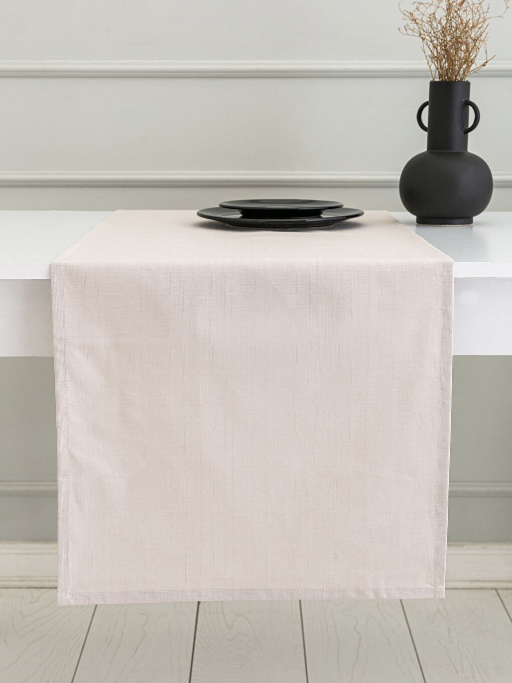 Bej Düz Keten Görünümlü Runner 45x150 cm-1