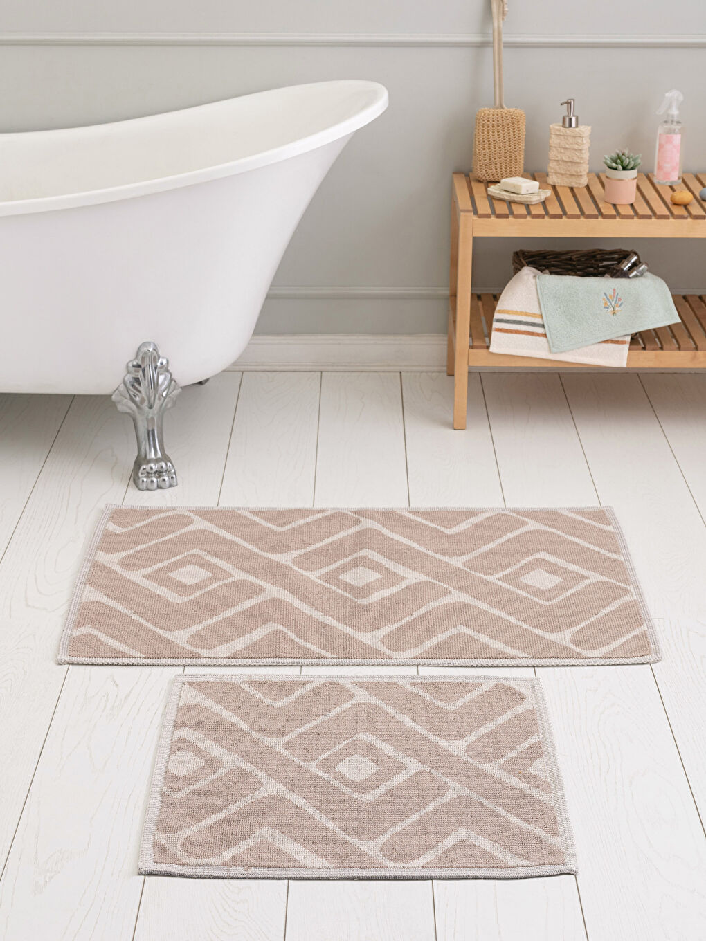 Tapis de Bain Imprimé en Coton Lot de 2