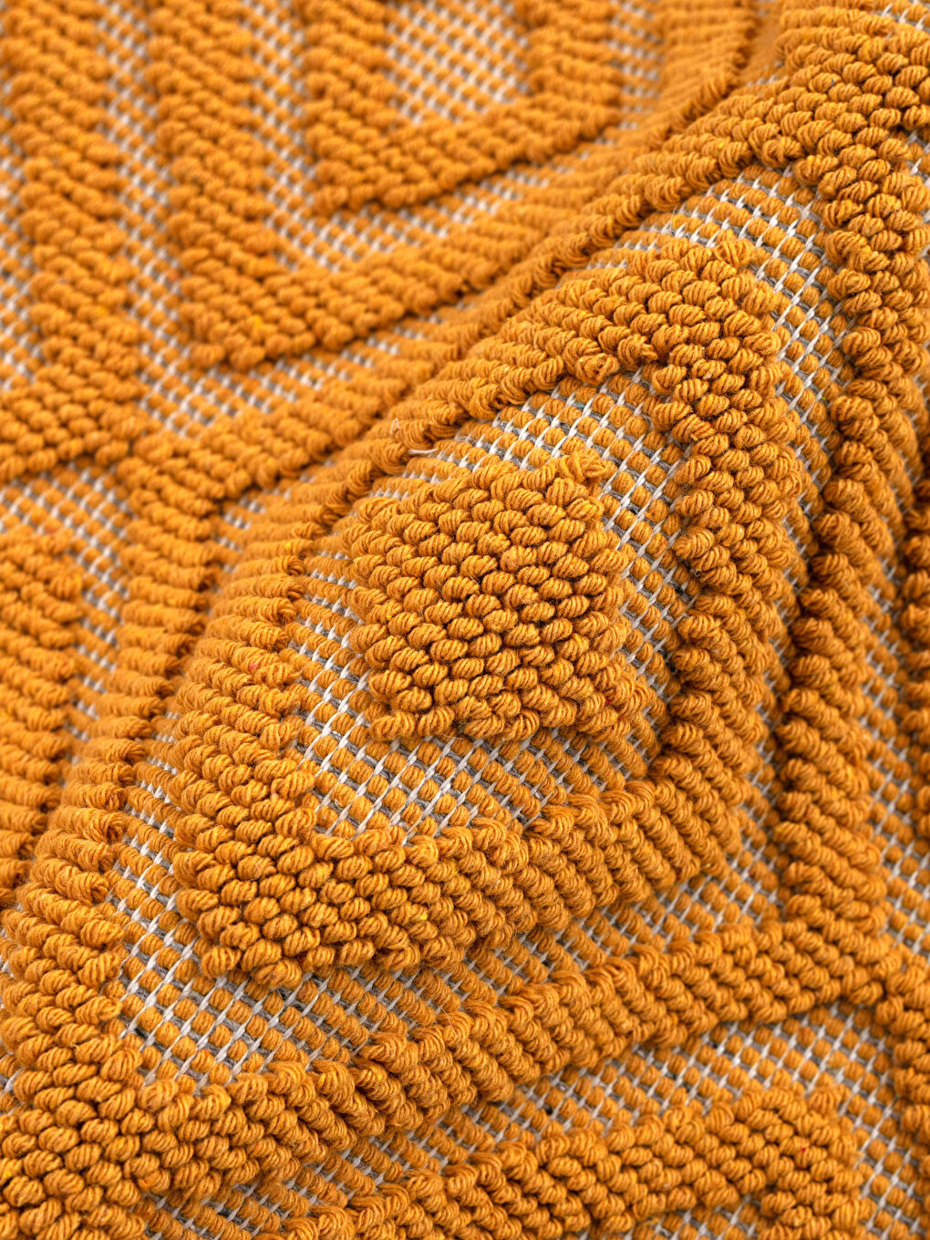 Sarı Pamuklu Geometrik Desenli Banyo Paspası 2'li-1