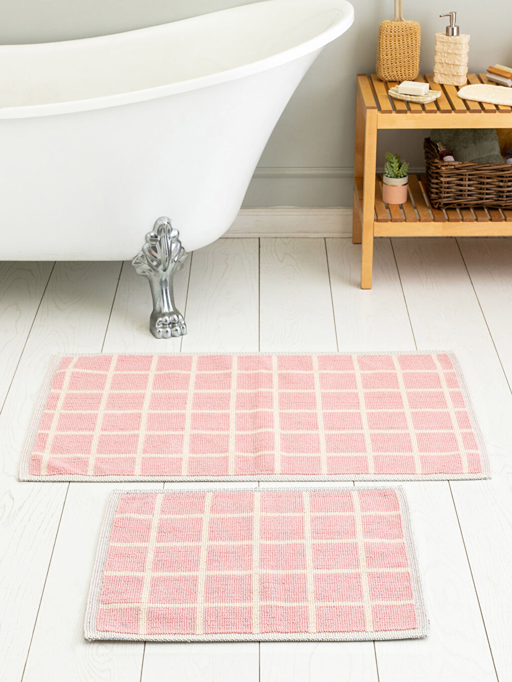 Cotton Geometric Patterned Bath Mat 2 Pack -S2FC50Z8-LT4