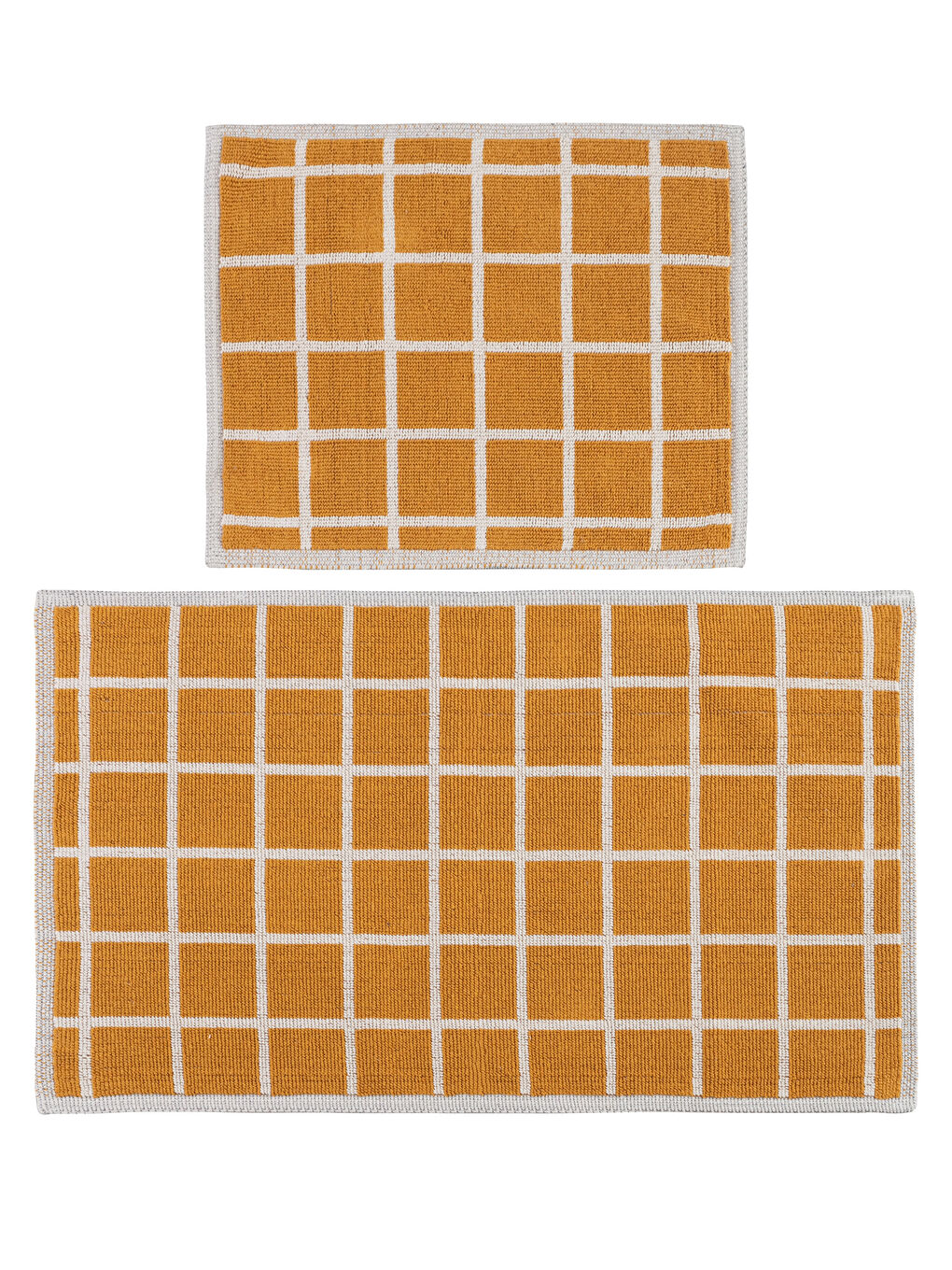 Sarı Pamuklu Geometrik Desenli Banyo Paspası 2'li-4