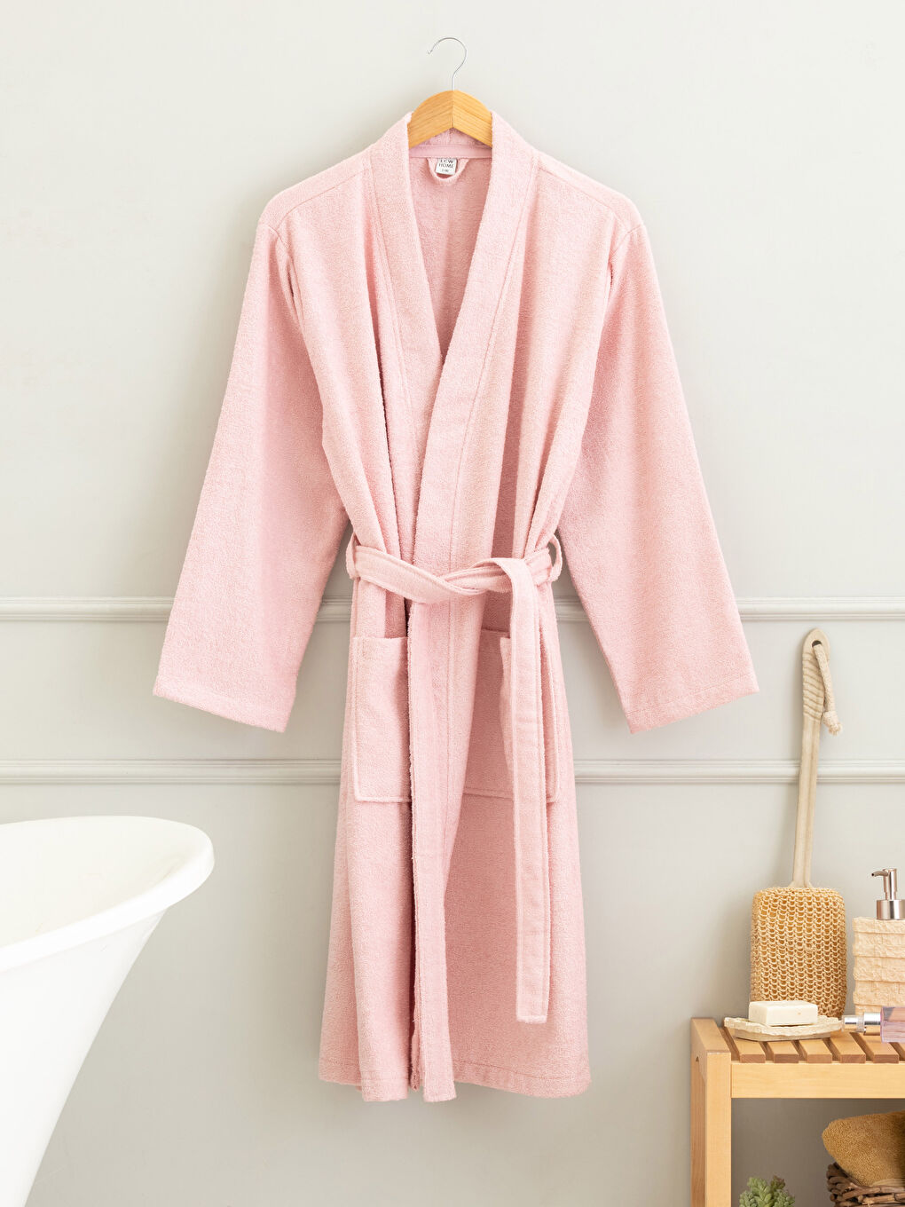 LCW HOME Schlichter Langer V-Ausschnitt Bambus Bademantel für Damen -S2FC54Z8-JZ2