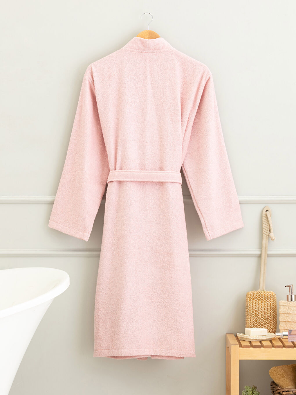 LCW HOME Schlichter Langer V-Ausschnitt Bambus Bademantel für Damen -S2FC54Z8-JZ2