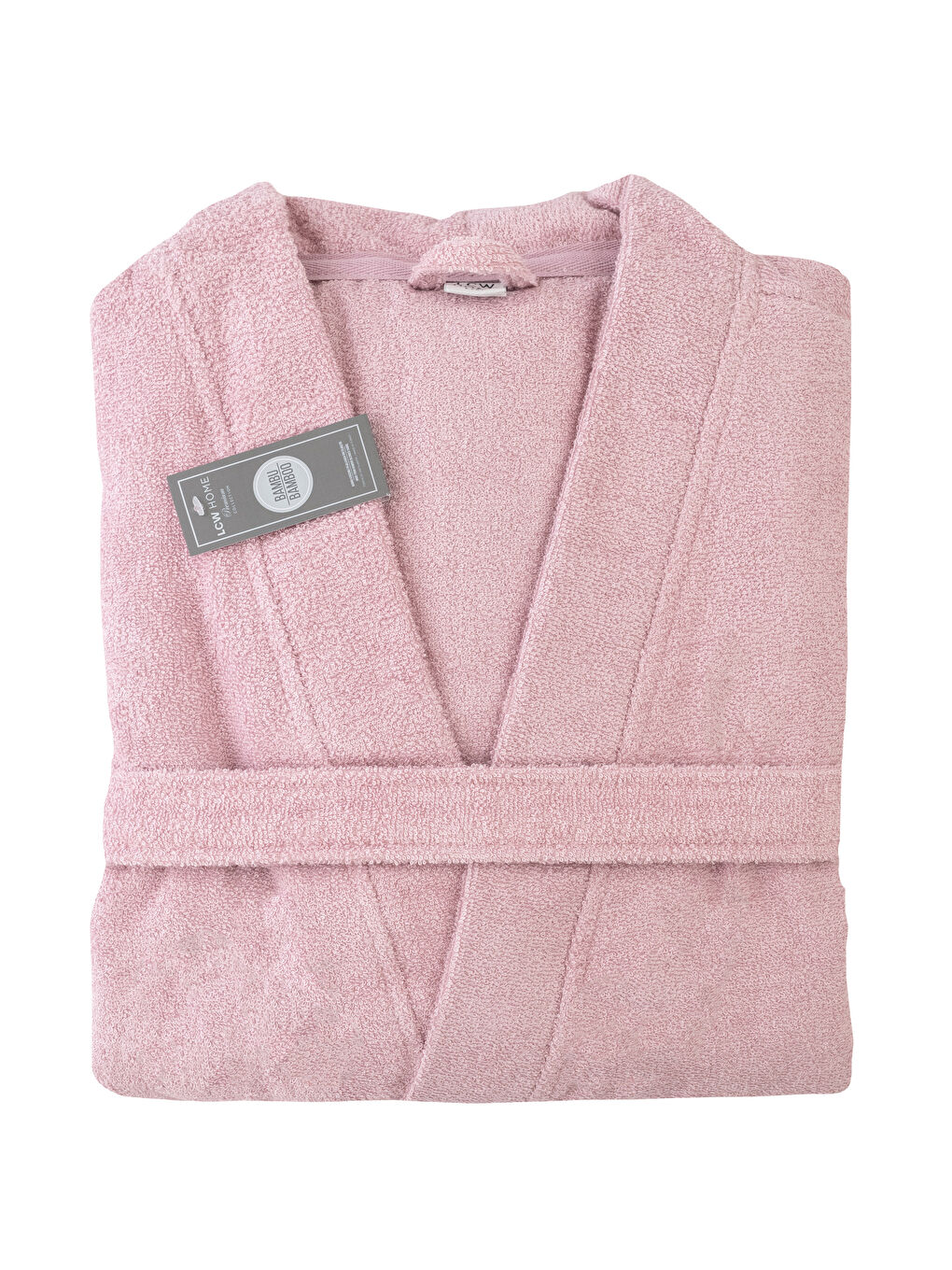 Lila Düz Uzun V Yaka Bambu Kadın Bornoz-4