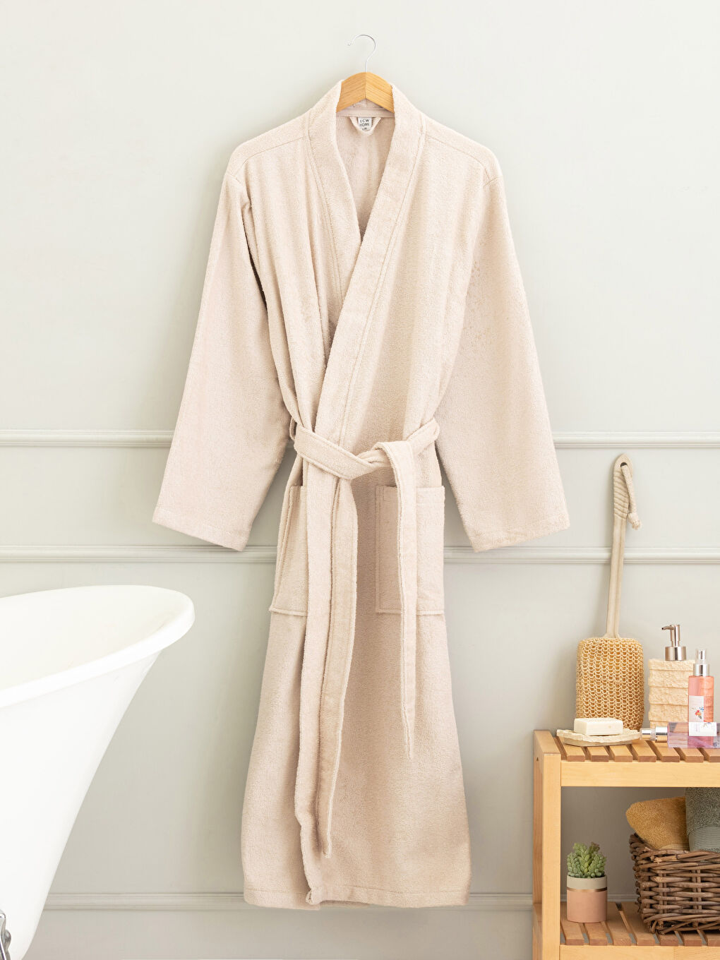 Однотонный Длинный Бамбуковый Халат с V-образным Вырезом для Мужчин