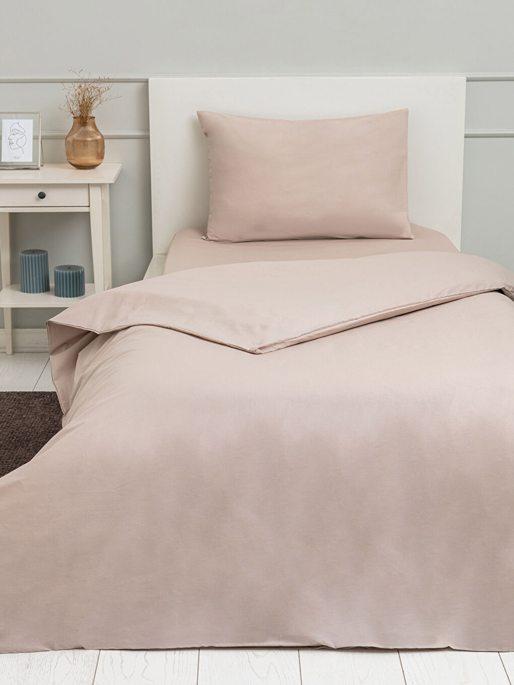 Single Plain Cotton Duvet Cover Set