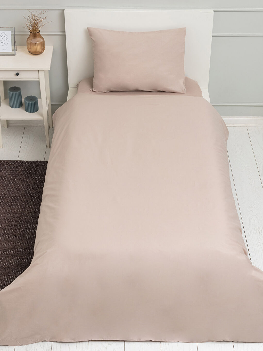 Single Plain Cotton Duvet Cover Set-1