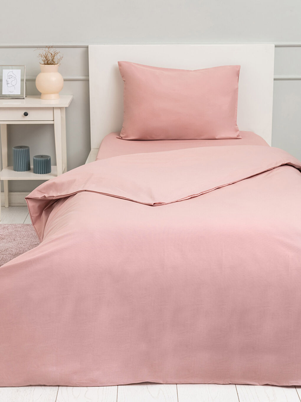 Single Plain Cotton Duvet Cover Set