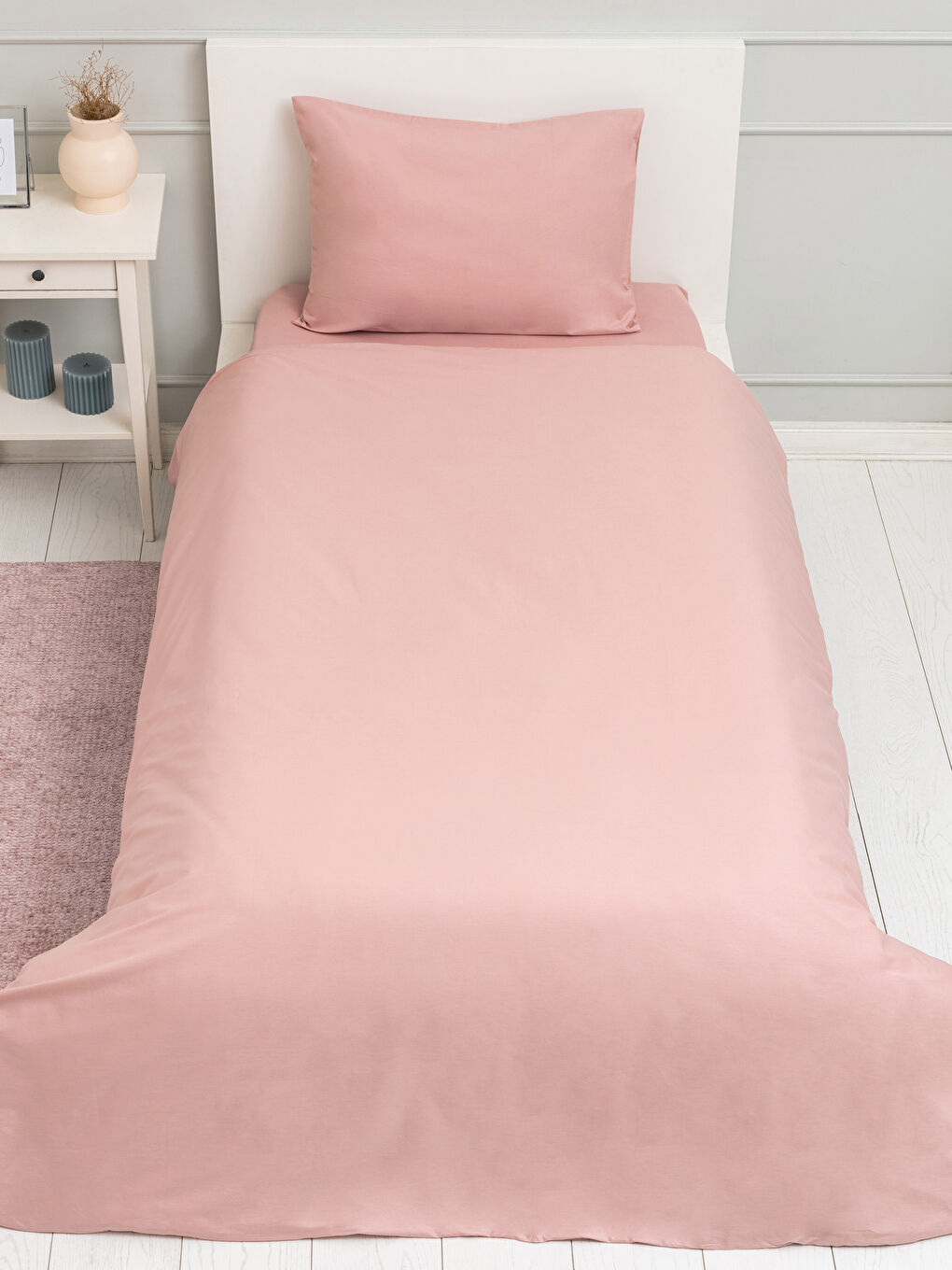 Single Plain Cotton Duvet Cover Set-1