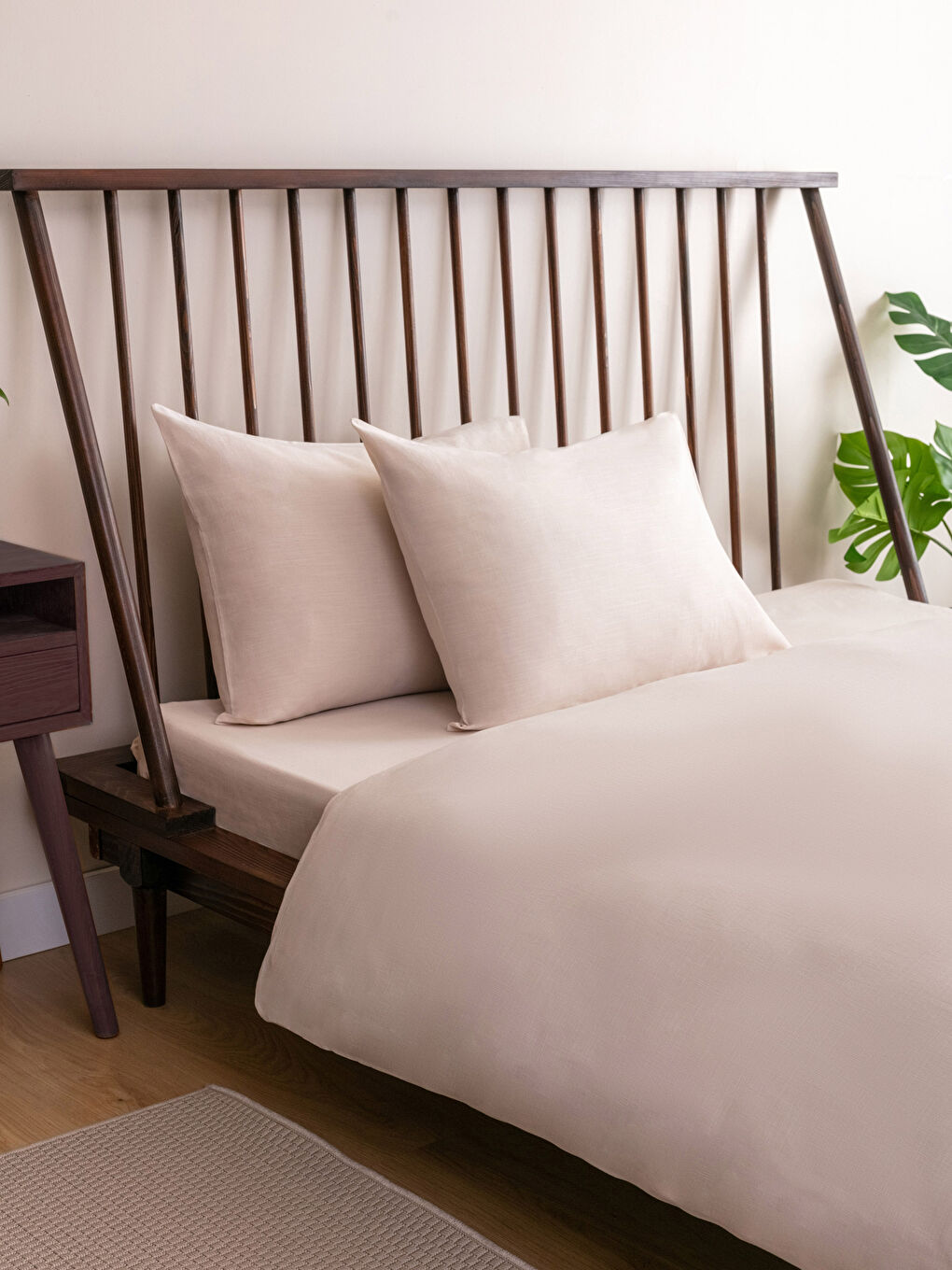 Plain Cotton Linen Look Double Duvet Cover Set -S2FF41Z8-CTF