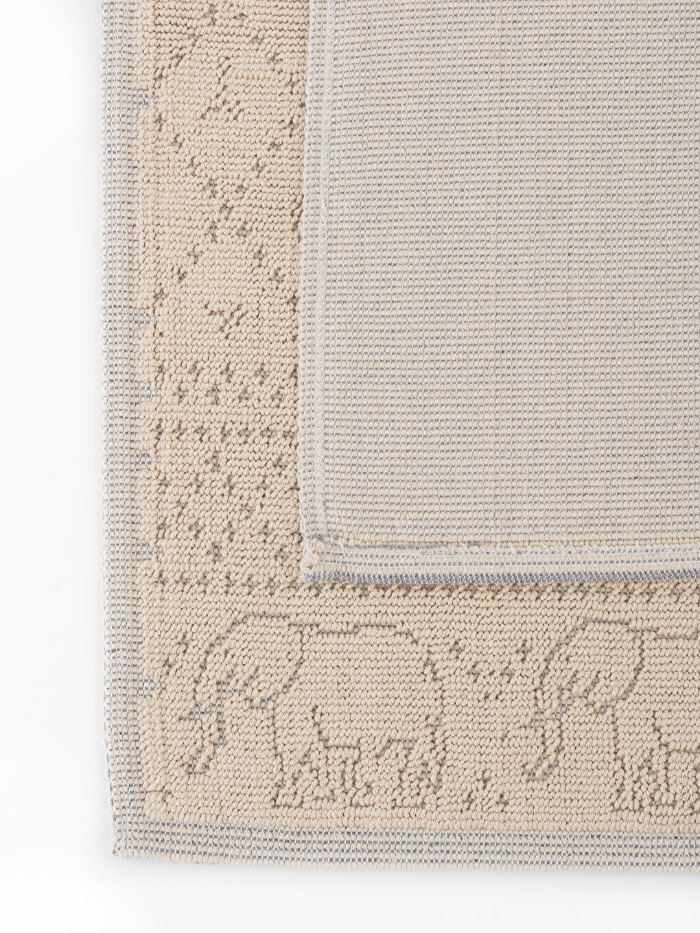 Ekru Pamuklu Desenli Banyo Paspası 2'li-1