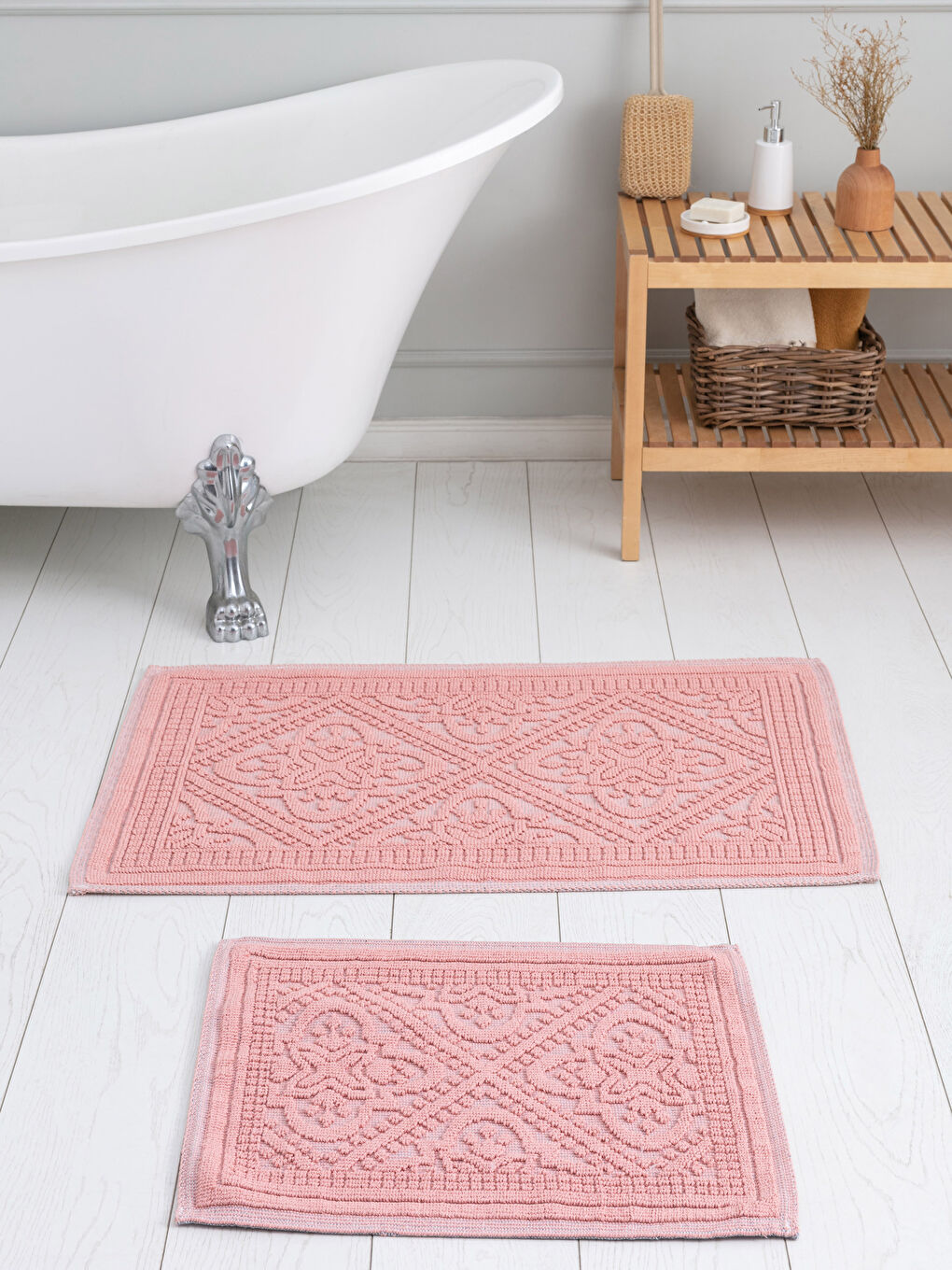 Cotton Patterned Bath Mat 2 Pieces