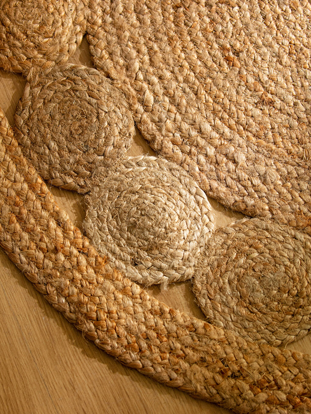 Bej Kendinden Desenli Jüt Halı 90x90 cm-2