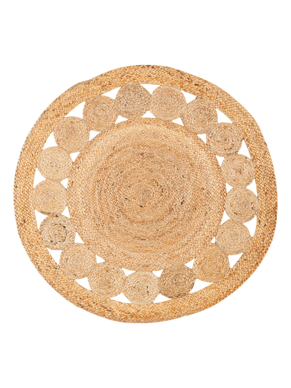 Bej Kendinden Desenli Jüt Halı 90x90 cm-4